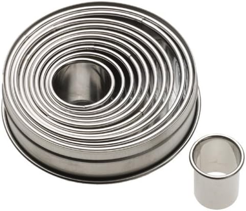 Ateco Plain Edge Round Cutters in Graduated Sizes, Stainless Steel, 11 Pc Set
