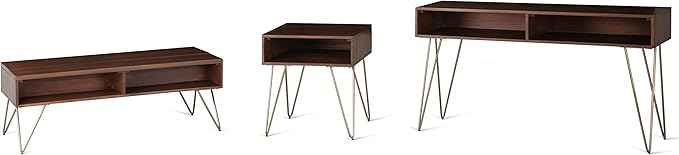 SIMPLIHOME Hunter Lift Top Coffee Table - 48 inch Wide Solid Mango Wood and Metal Industrial Cocktail Table in Umber Brown, Functional Living Room Table with 2 Storage Cubbies and Hairpin Legs