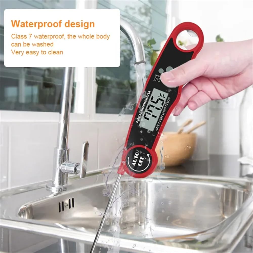 Digital Meat Thermometer | Instant Read, Waterproof | Magnetic Probe, Backlit Display | for Grill, BBQ, Cooking, Steak, Chicken, Burgers