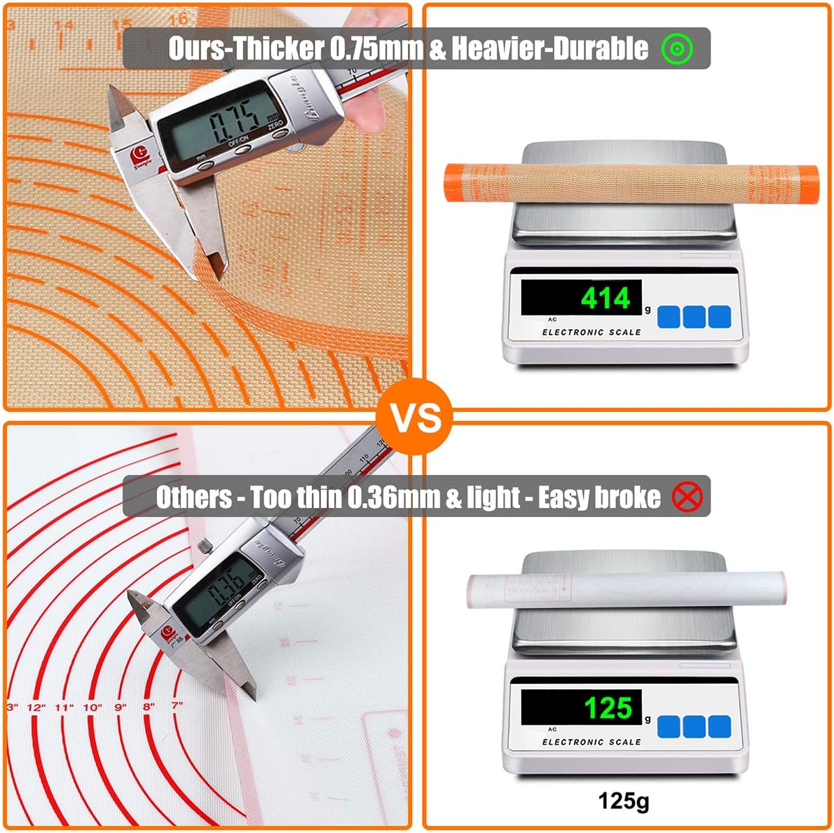 Silicone Pastry Mat 34'' By 26'' Extra Large Baking Mat with Measurements for Dough Rolling, Kneading Board, Kitchen Counter Mats, Perfect for Dough, Pastry, Fondant, Cookies, Bread, Pasta, Pizza
