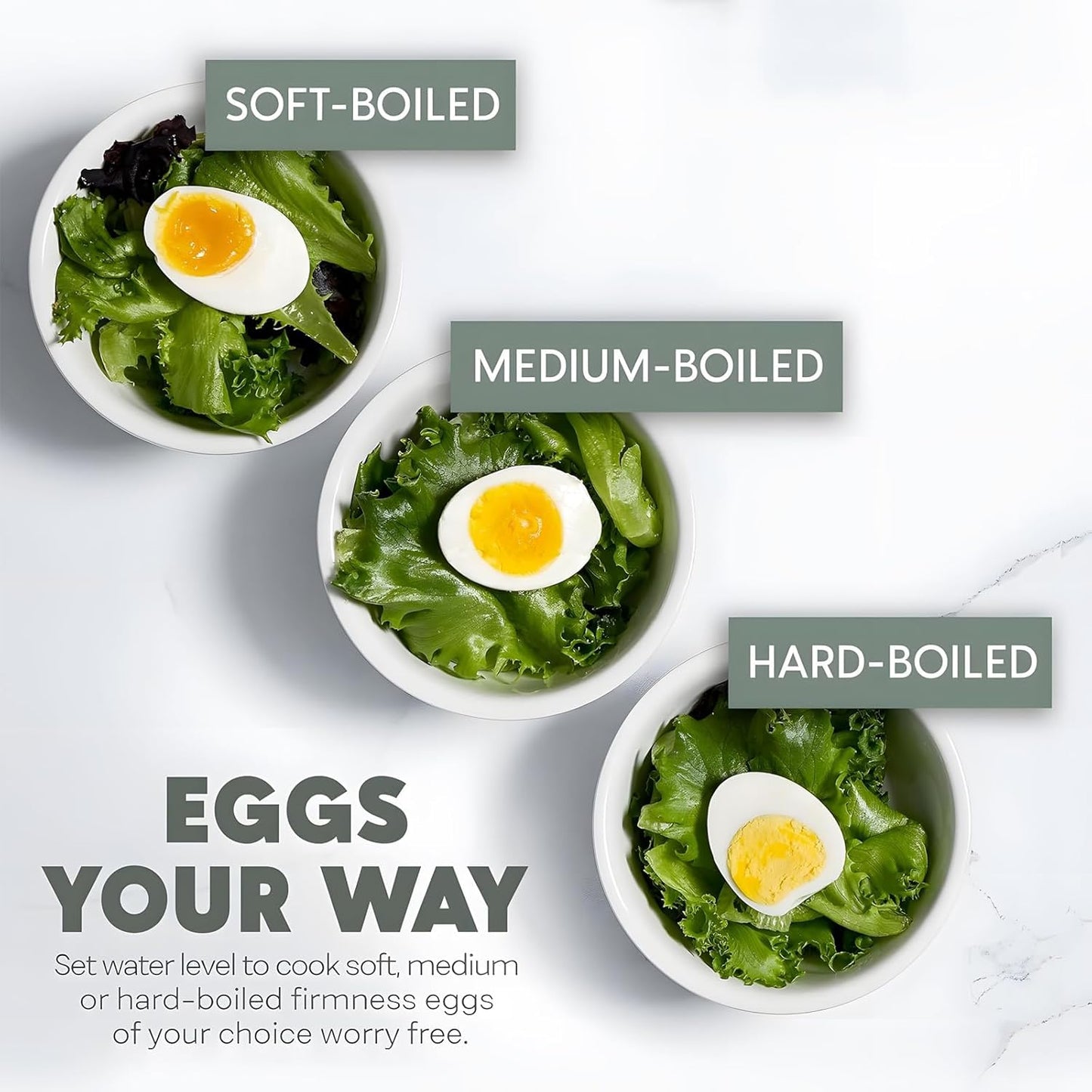 Sunny Side Master Egg Cooker, 2025 New Rapid Egg Cooker 6 Egg Capacity, Soft, Medium, Hard Boiled, Poacher, Stainless Steel Electric Eggs Cooker With Auto Shut-Off, BPA Free (1PCS)