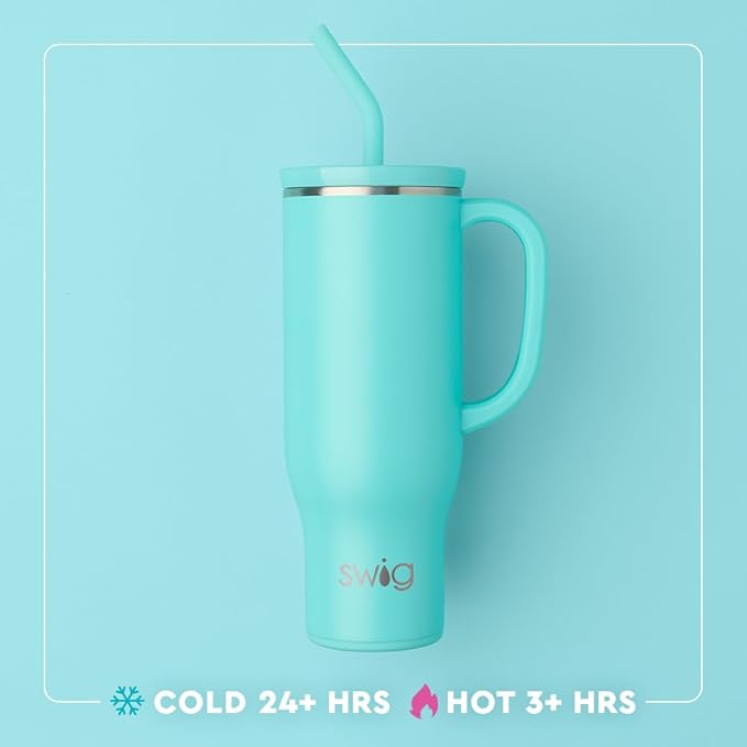 Swig Life 30oz Mega Mug, 30 oz Tumbler with Handle and Straw, Cup Holder Friendly, Dishwasher Safe, Extra Large Insulated Tumbler, Stainless Steel Water Bottle (Love All)