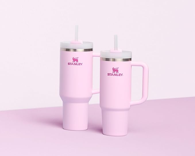 STANLEY Quencher H2.0 Tumbler with Handle and Straw 40 oz | Flowstate 3-Position Lid | Cup Holder Compatible for Travel | Insulated Stainless Steel Cup | BPA-Free | Cherry Blossom