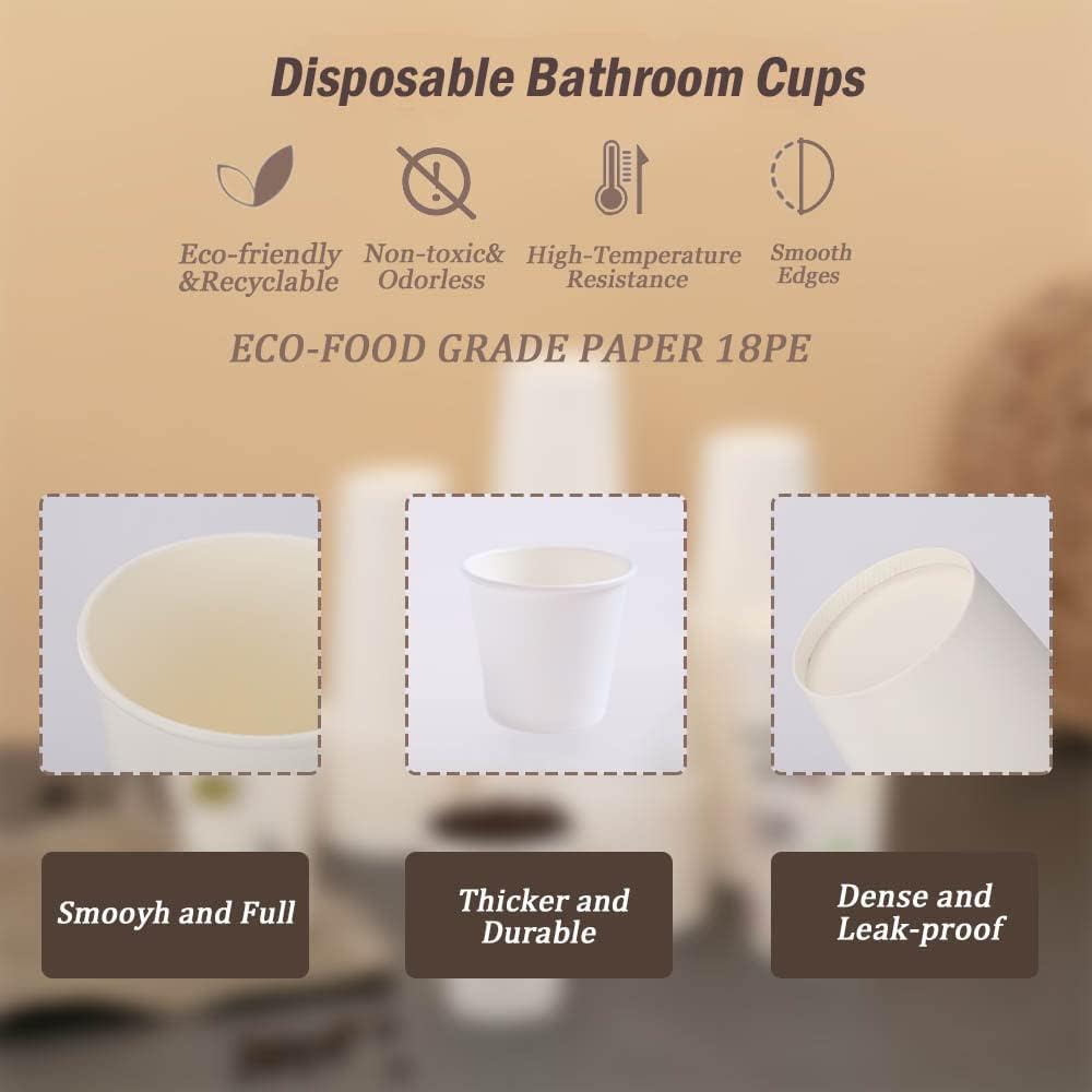 Lamosi 1200 Pack 3 oz Paper Cups for Bathroom, Disposable Small Mouthwash Cup, 3oz Mini Espresso Cups for Travel, Party, Picnics, Home, Applicable to Cup Dispenser