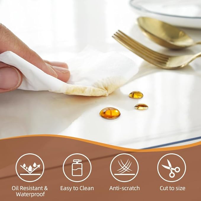 Warmstar Clear Table Cover Protector 18 x 36 Inch,1.5mm Thick Plastic Table Cover Rectangle,PVC Clear Table Protector,Desk Protector Mat for Kitchen, Dresser, Writing Desk，Dining Room Table