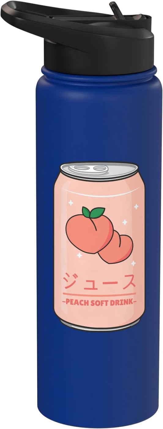 Kawaii Soft Drink Aesthetics Japanese Peach Juice Stainless Steel Insulated Water Bottle