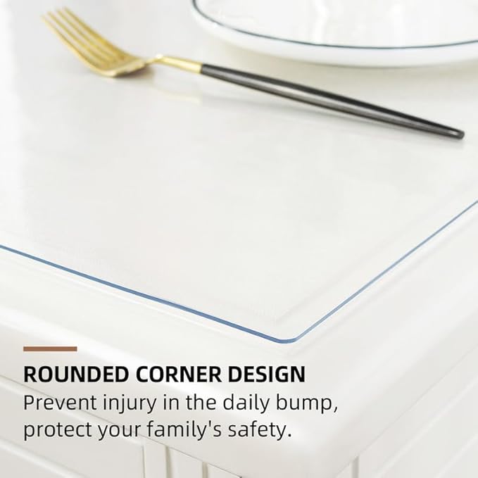 Warmstar Clear Table Cover Protector 12 x 48 Inch,1.5mm Thick Plastic Table Cover Rectangle,PVC Clear Table Protector,Desk Protector Mat for Kitchen, Dresser, Writing Desk，Dining Room Table
