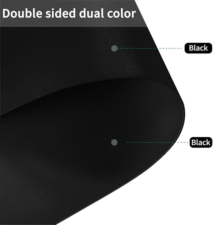 Leather Table Mat - 40x62 Inch Waterproof Easy to Clean Can Conceal Flaws Protector The Table Top from Scratches Used for Dining (Black+Black 40x62)