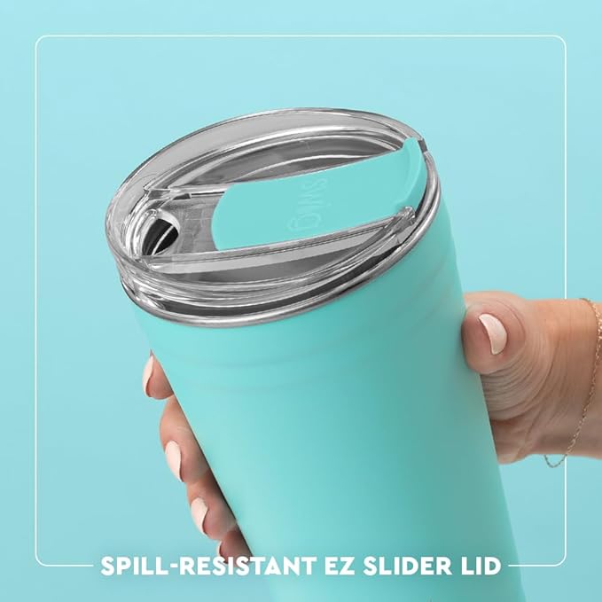 Swig Life 24oz Party Cup, Stackable Insulated Travel Coffee Tumbler with EZ Slider Lid, Cup Holder Friendly, Stainless Steel 24 oz Tumbler, Reusable Coffee Mug (Garden Party)
