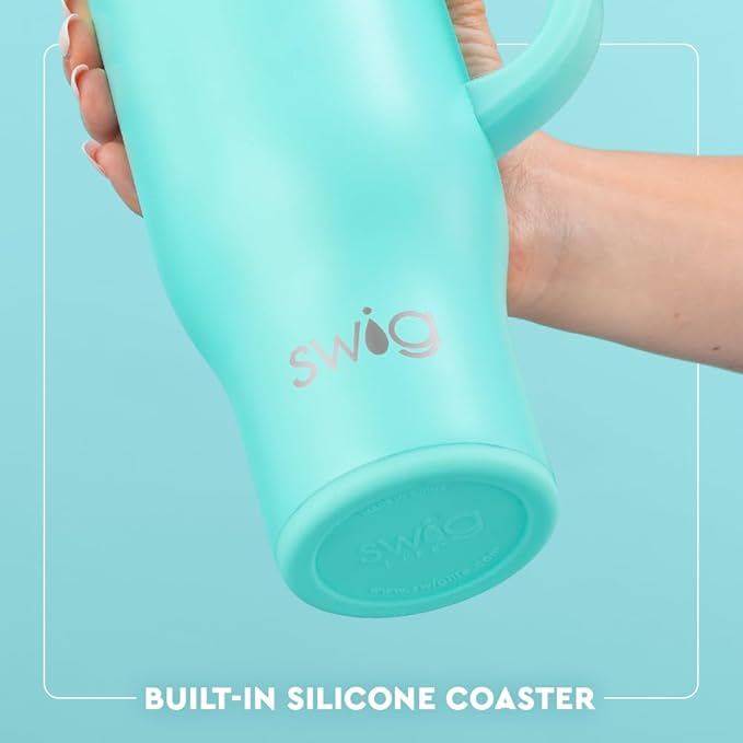 Swig Life 30oz Mega Mug, 30 oz Tumbler with Handle and Straw, Cup Holder Friendly, Dishwasher Safe, Extra Large Insulated Tumbler, Stainless Steel Water Bottle (Roller Rink)