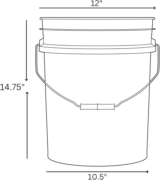 House Naturals 5 Gallon Premium HPDE Plastic Bucket - Made in USA Food Grade Storage Container, BPA Free All Purpose Pail (1, Yellow)