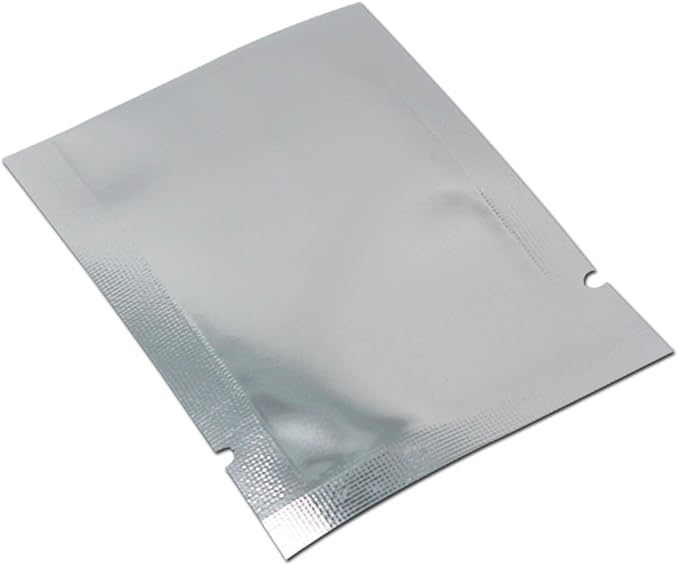 Silver Aluminum Foil Pouch Heat Seal Front Window Plastic Mini Open Top Flat Vacuum Packaging Mylar Bag Food Small Sample Mylar Storage with Tear Notch (200, 6x9cm(2.3x3.5 inch))