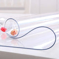NECAUX Custom 56 x 91 Inch Clear Table Cover Protector, 1.5mm Thick Wood Grain Transparent Table Pad Non-Slip Tablecloth Plastic Protective Pad for Dining Room Table, Conference Table