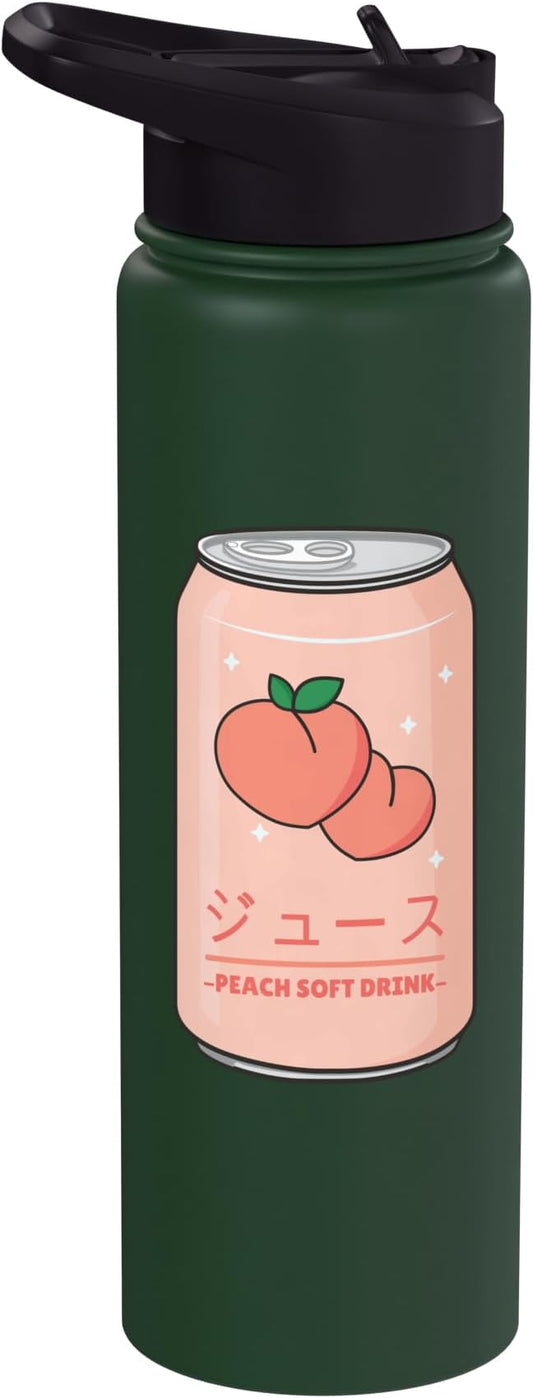 Kawaii Soft Drink Aesthetics Japanese Peach Juice Stainless Steel Insulated Water Bottle