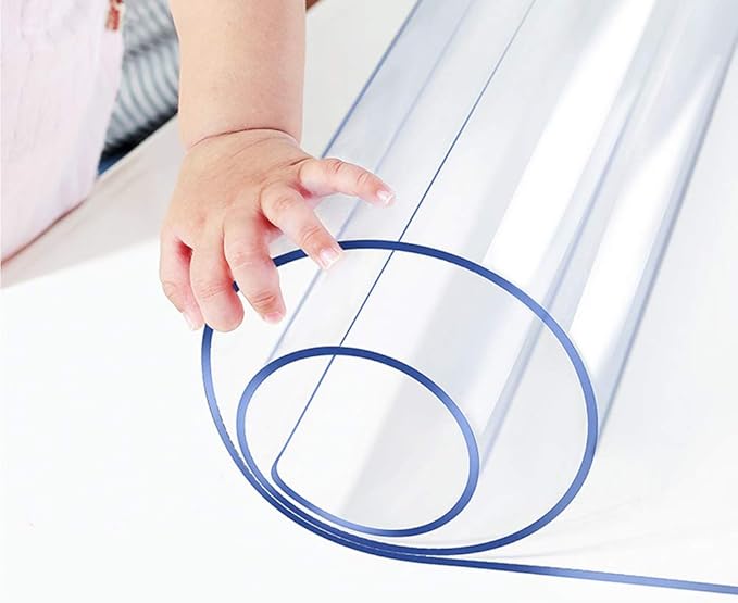 1.5mm Thick Crystal Clear Table Cover Protector for Glass Wood Dining Room Coffee Tabletop Plastic Vinyl Tablecloth Rectangular Table Pad Meeting Party Desk Mat Polyester Wipeable PVC 38x96 in or 90"