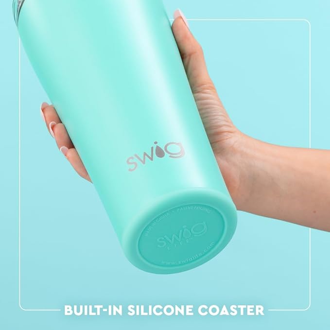 Swig Life 32oz Insulated Tumbler, Travel Coffee Tumbler with Lid, Cup Holder Friendly Travel Coffee Mug, Stainless Steel with Lid (Cherry Pie)