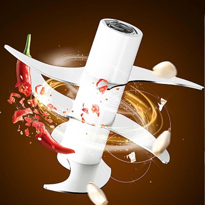 Household Electric Garlic Crusher, Electric Garlic Chopper, Mini Portable Veggie Chopper with 4/6 Stainless Steel Blades, Wireless Rechargeable Food Cutter for Garlic, Onion, Chili (Purple,320ML)