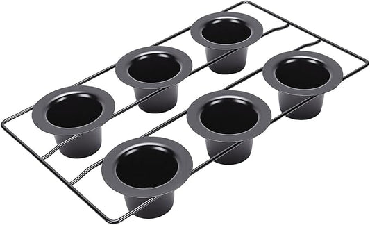 GOWENIC 6-Cup Popover Pan, Carbon Steel Deep Non Stick Bakeware Popover Pan for Baking Pudding Muffins Popovers, Easy to