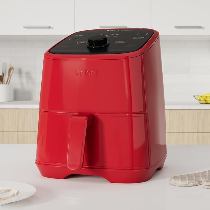 Instant Pot Vortex 2QT Mini Air Fryer, Small Air fryer that Crisps,Reheats,Bakes,Roasts for Quick Easy Meals,Includes over 100 In-App Recipes, is Dishwasher-Safe, from the Makers of Instant Pot, Red