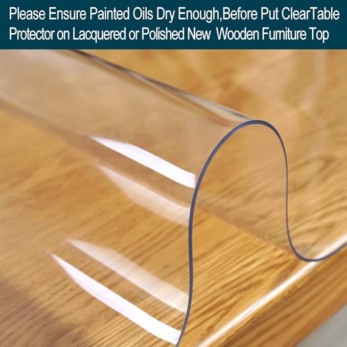 28x48 inch Multi Size Clear Plastic Table Protector 1.5mm Thick PVC Cover Pad Vinyl Protector Easy Clean Waterproof Wipeable Furniture Topper Pad for Dining Living Room Coffee Mat Desk Pad Rectangle