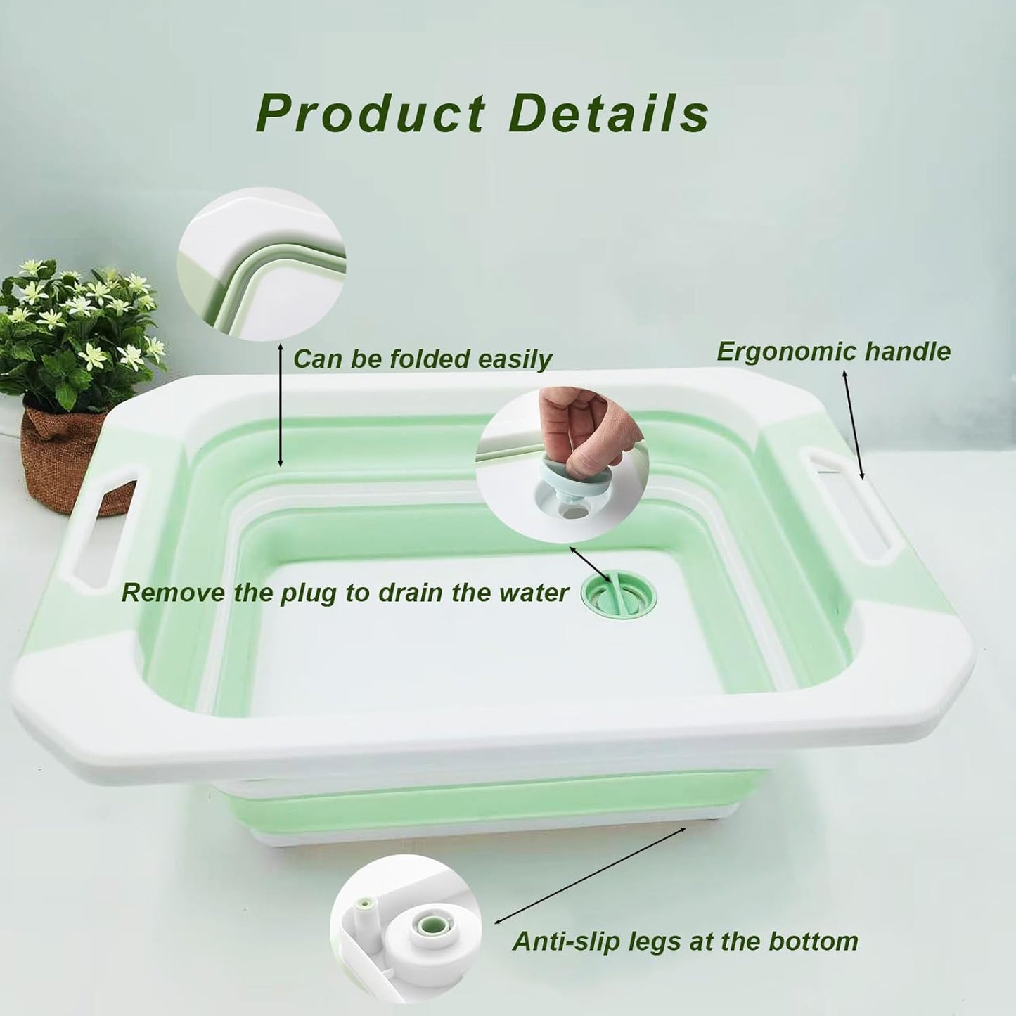 Camping Collapsible Cutting Board Dish Basin BBQ Prep Tub Camp Sink Dish Washing Station Multifunctional Storage Basket(Pink white)