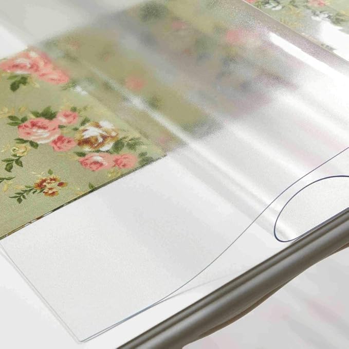 NECAUX 17 x 72 Inch Frosted Table Protector, 1.5mm Thick Water Resistant Plastic Non-Slip Table Pad Table Cover Protector for 6 Foot Writing Desk Trainning Table Craft Table Vanity Dresser Decor