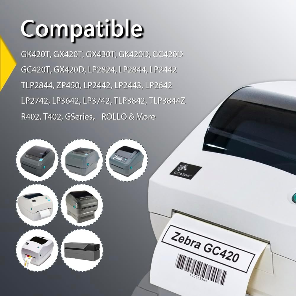 BETCKEY - 4" x 2" Barcode Shipping & Multipurpose Labels Compatible with Zebra & Rollo Label Printer,Premium Adhesive & Perforated[Green, 6 Rolls, 4500 Labels]