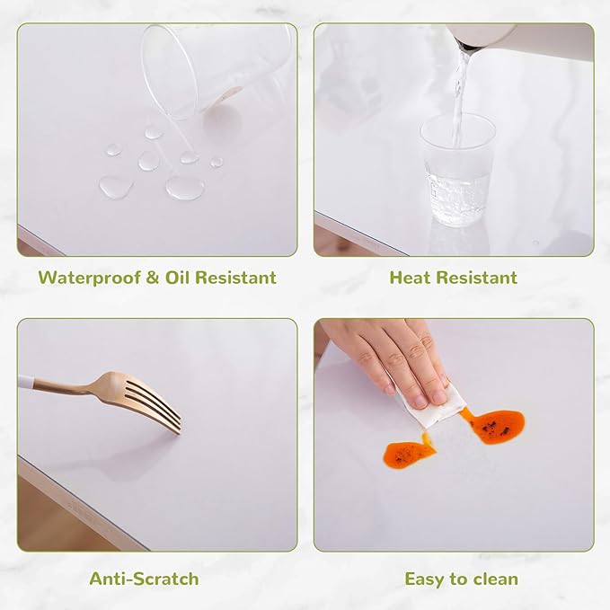 16 x 72 Inch Clear Table Cover Protector, Clear Desk Mat, Transparent Table Protector, 1.5mm Plastic Table Cover, Vinyl Table Protector, Desk Mats on Top of Desks