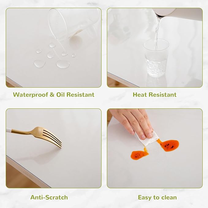 36 x 96 Inch Clear Table Cover Protector, Clear Table Protector for Dining Room Table, 1.5mm Plastic Table Cover, Waterproof Table Pad for Kitchen, Office