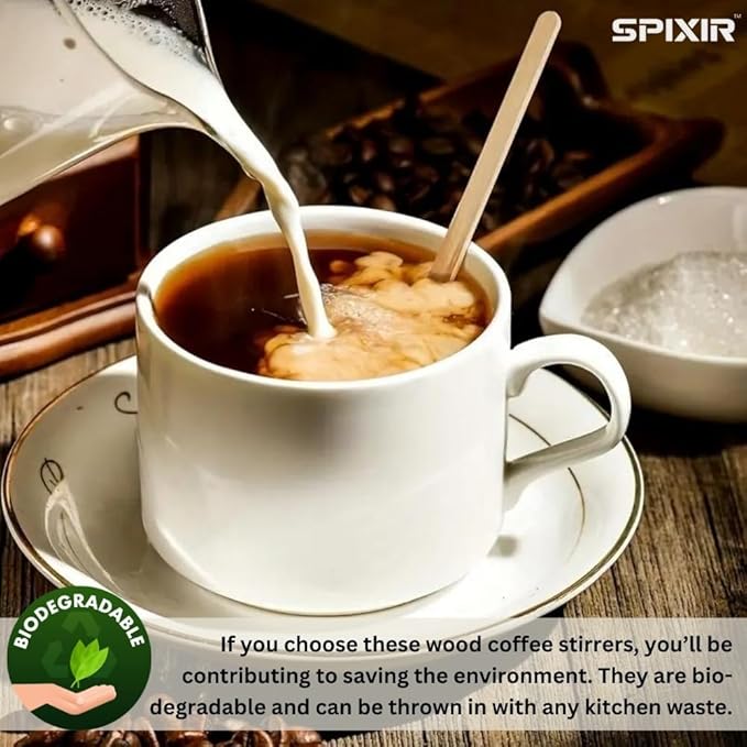Coffee Stirrers Disposable Wooden Coffee Stir Sticks - Round-End Birchwood 7 Inches Large Wooden Stir Sticks - Pack of 2000 Wood Stir Sticks