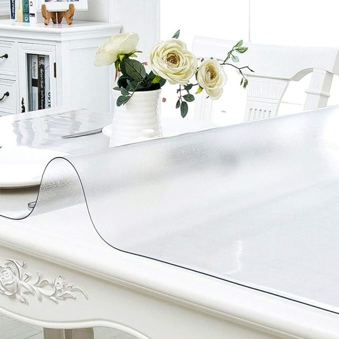 NECAUX Custom Multisize 1.5mm Thick Frosted PVC Table Cover Protector - 36 x 36 Inch Waterproof PVC Table Protector Square Vinyl Non-Slip Dinning Table Pad Mat