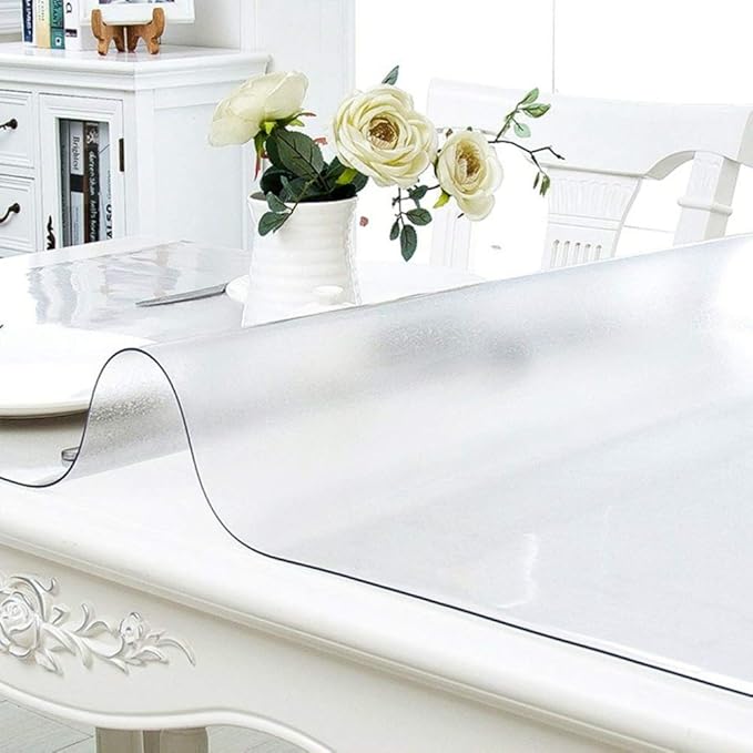 NECAUX Custom Multisize 1.5mm Thick Frosted PVC Table Cover Protector - 19 x 31.5 Inch Rectangular Plastic Table Cover Desk Pad Mat for Office & Computer Desk