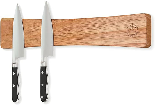 Magnetic Knife Strip, 16 Inch Magnetic Knife Holder for Wall with N52 Strong Magnets, Premium Oak Wooden Knife Magnetic Strip Organizer for Kitchen Knives & Tools,No Drilling