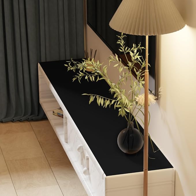 Leather Table Cover,1.8mm Thick,17x72 Inch Desk Cover,Dresser Cover Top,Dresser Protector Top,Dresser Cover,End Table Cover.(Black+Black,17x72)