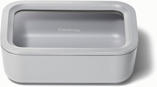 Caraway Glass Food Storage - 6.6 Cup Glass Container - Ceramic Coated Food Container - Non Toxic, Non Stick - Dishwasher, Oven, & Microwave Safe – Gray