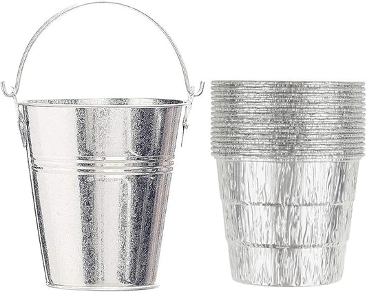 Drip Grease Bucket & 15-Pack Liners for Traeger 20/22/34, Pit Boss, etc Pellets Smoke (Silver 15)