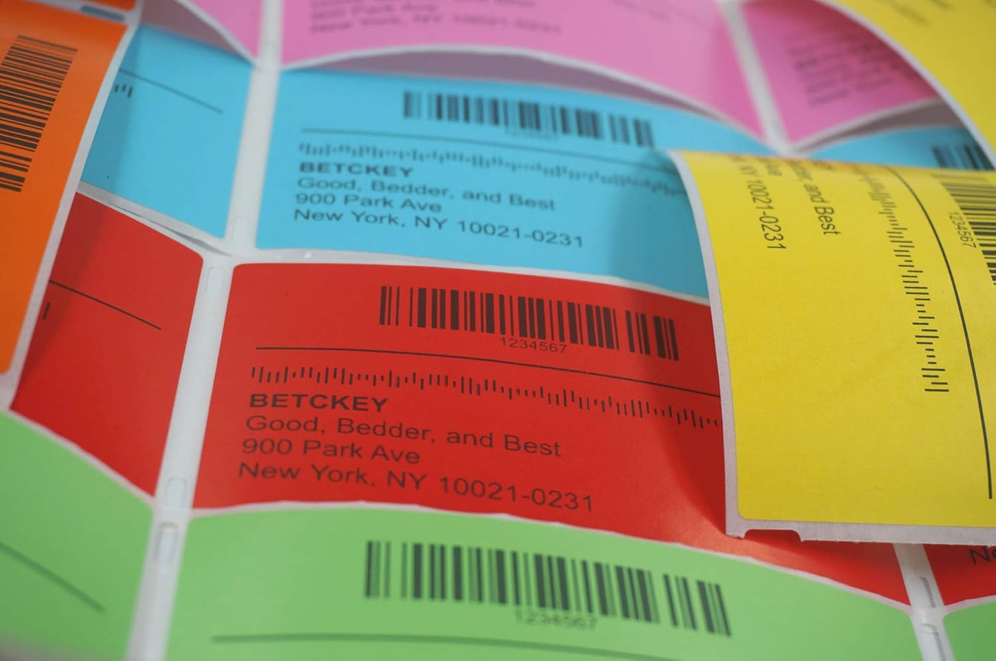 BETCKEY - 1" x 0.5" Small Labels Compatible with Zebra & Rollo Label Printer, Premium Adhesive & Perforated[Red, 6 Rolls, 14580 Labels]
