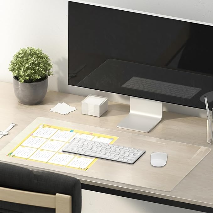16 x 44 Inch Clear Table Cover Protector, Clear Desk Mat, Table Protector, 1.5mm Plastic Table Cover, Vinyl Table Protector, Desk Mats on Top