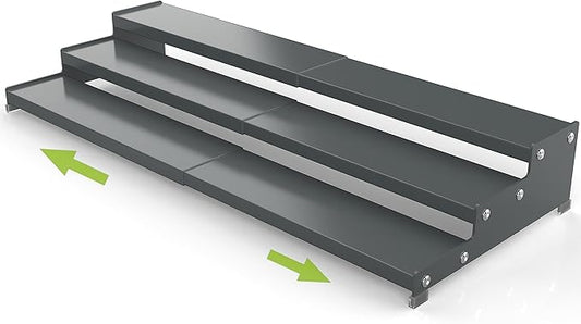 Jojocross Spice Rack Organizer for Cabinet, 3 Tier Expandable Spices Storage, Great for Kitchen Cabinets, Cupboard,Pantry and Countertop More(Gun-Gray, 1 PACK/GUN-GRAY)