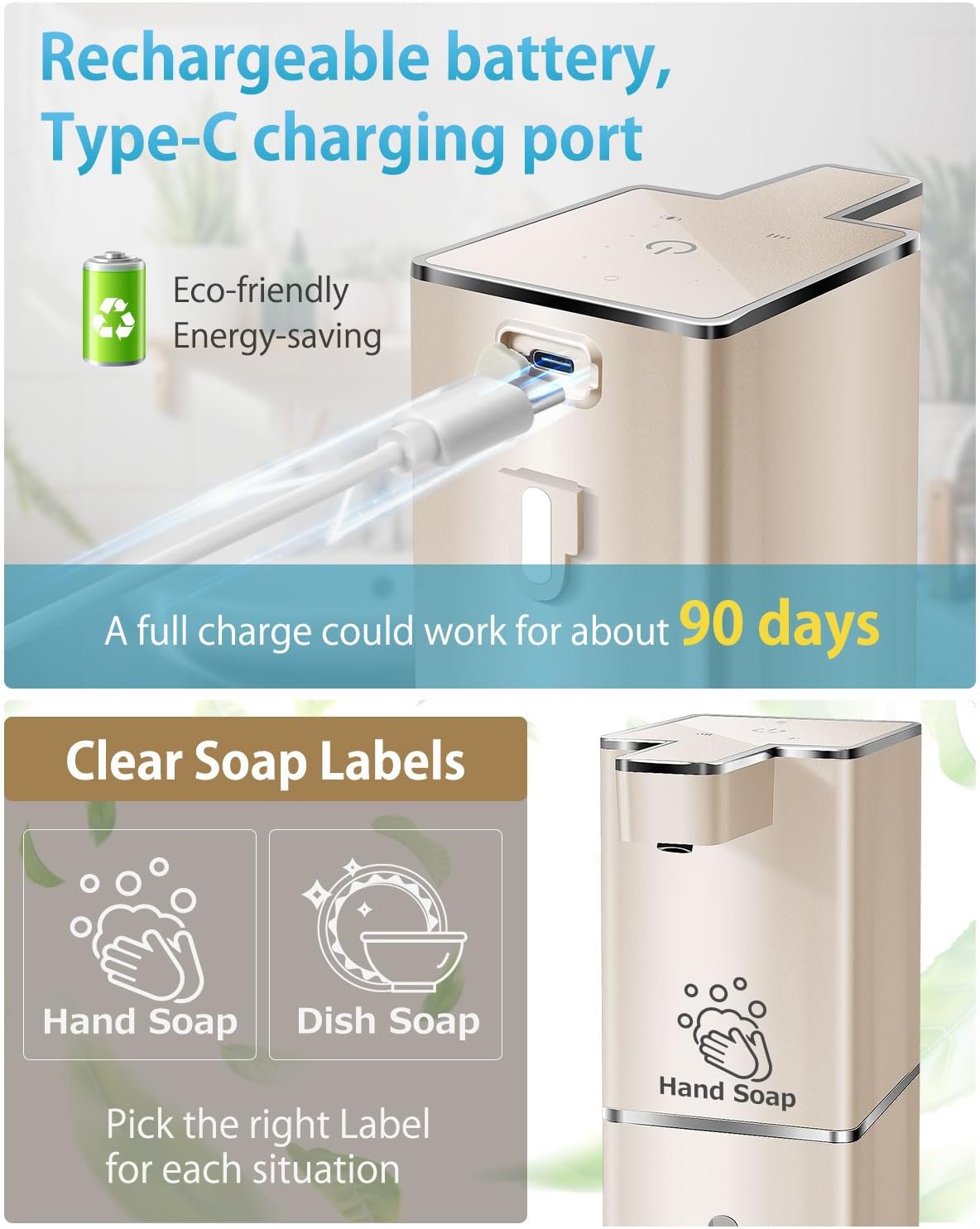 Automatic Liquid Soap Dispenser Touchless Soap Dispenser 380ml/12.8oz Rechargeable, Wall Mounted,4 Levels Adjustable Auto Soap Pump for Bathroom Kitchen Dish Soap