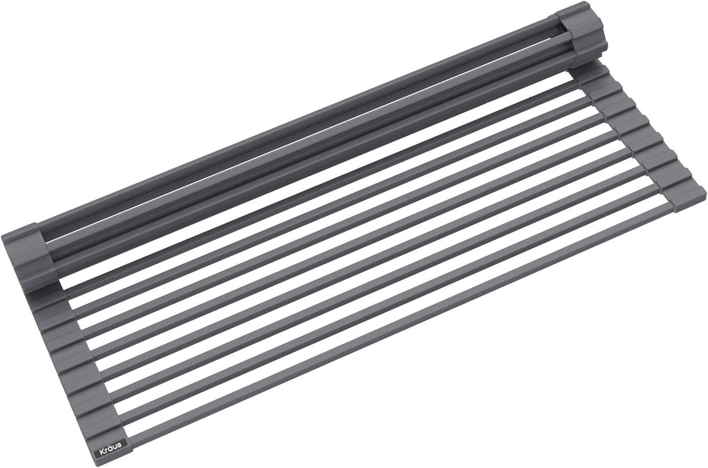 Kraus Multipurpose Workstation Sink Roll-Up Dish Drying Rack, Colander and Trivet in Dark Grey, KRM-11DG