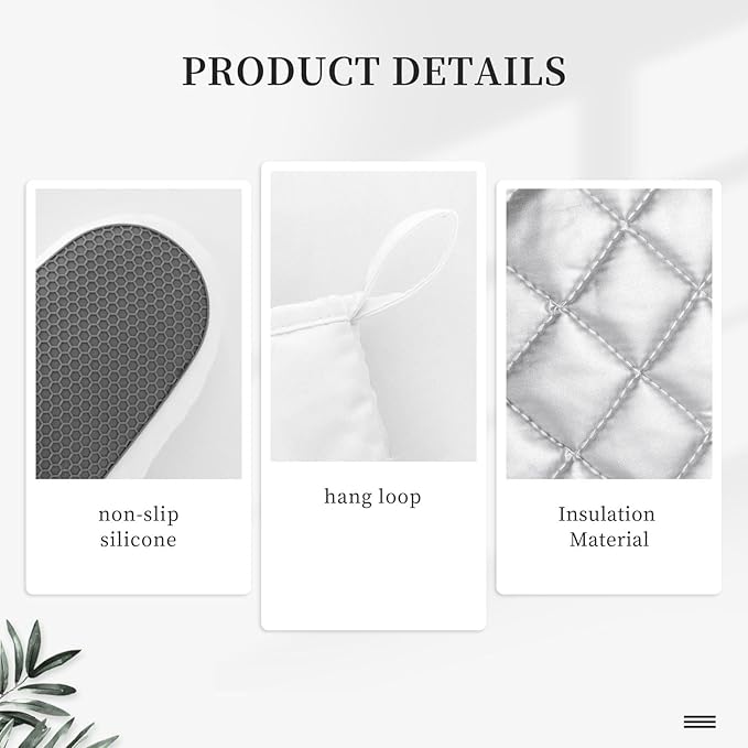 Orange Eucalyptus Oven Mitts and Pot Holders Set, 4pcs Silicone Fall Watercolor Plant Leaves with Floral Oven Glove for Kitchen Heat Resistant Oven Mitts and Potholders Non-Slip for Cooking
