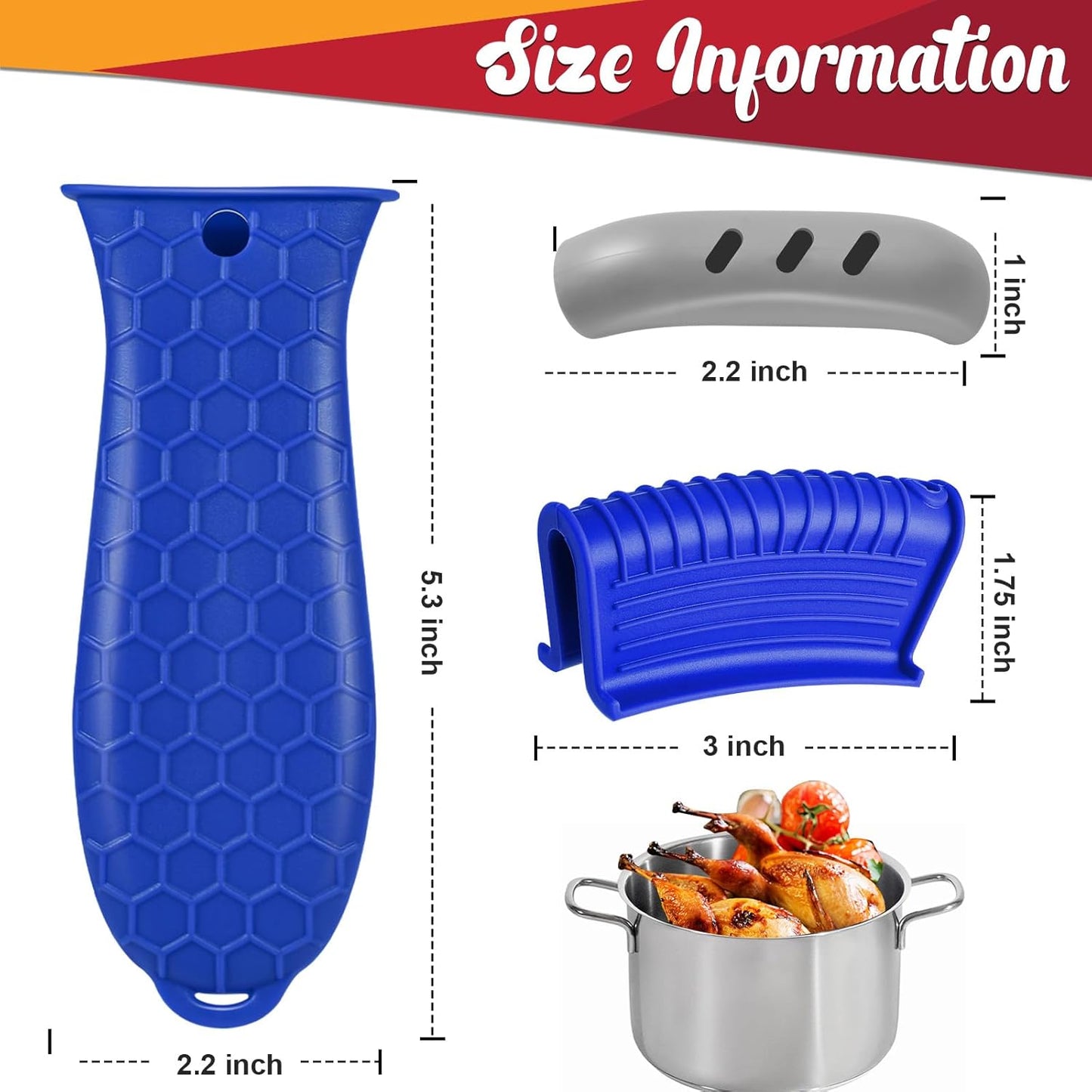Cast Iron Handle Cover, 10 Packs Silicone Pot Holders, Heat Resistant Non-Slip Pot Handle Covers, for Frying Cast Iron Skillet Metal Pan