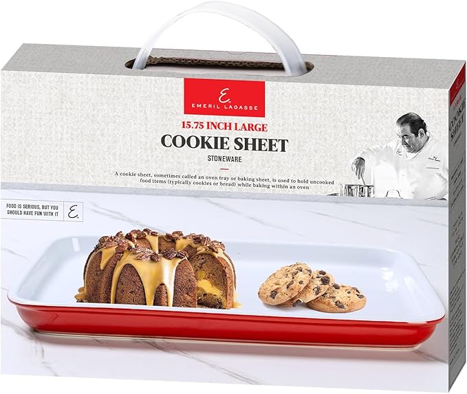 Emeril Lagasse 15.75 IN Large Baking Sheet – Stoneware Cookie Sheet & Baking Tray, Oven Safe Baking Trays for Oven