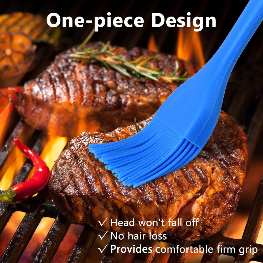 Silicone Basting Pastry Brush Set 5 Pack Heat Resistant Spread Oil Butter Sauce for BBQ Grill Barbeque Kitchen Baking Cooking Pastries, 2 Large & 3 Small Multicolor