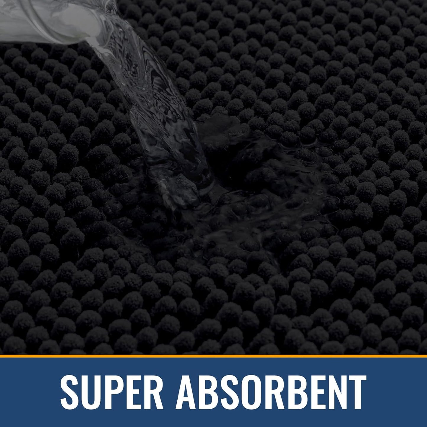 Arotive Bathroom Rugs 40x32, Extra Soft Absorbent Shaggy Chenille Bath Rugs, Machine Washable Rubber Backing Non-Slip Bath Mats for Bathroom Floor Tub and Shower, Home Decor Accessories, Black