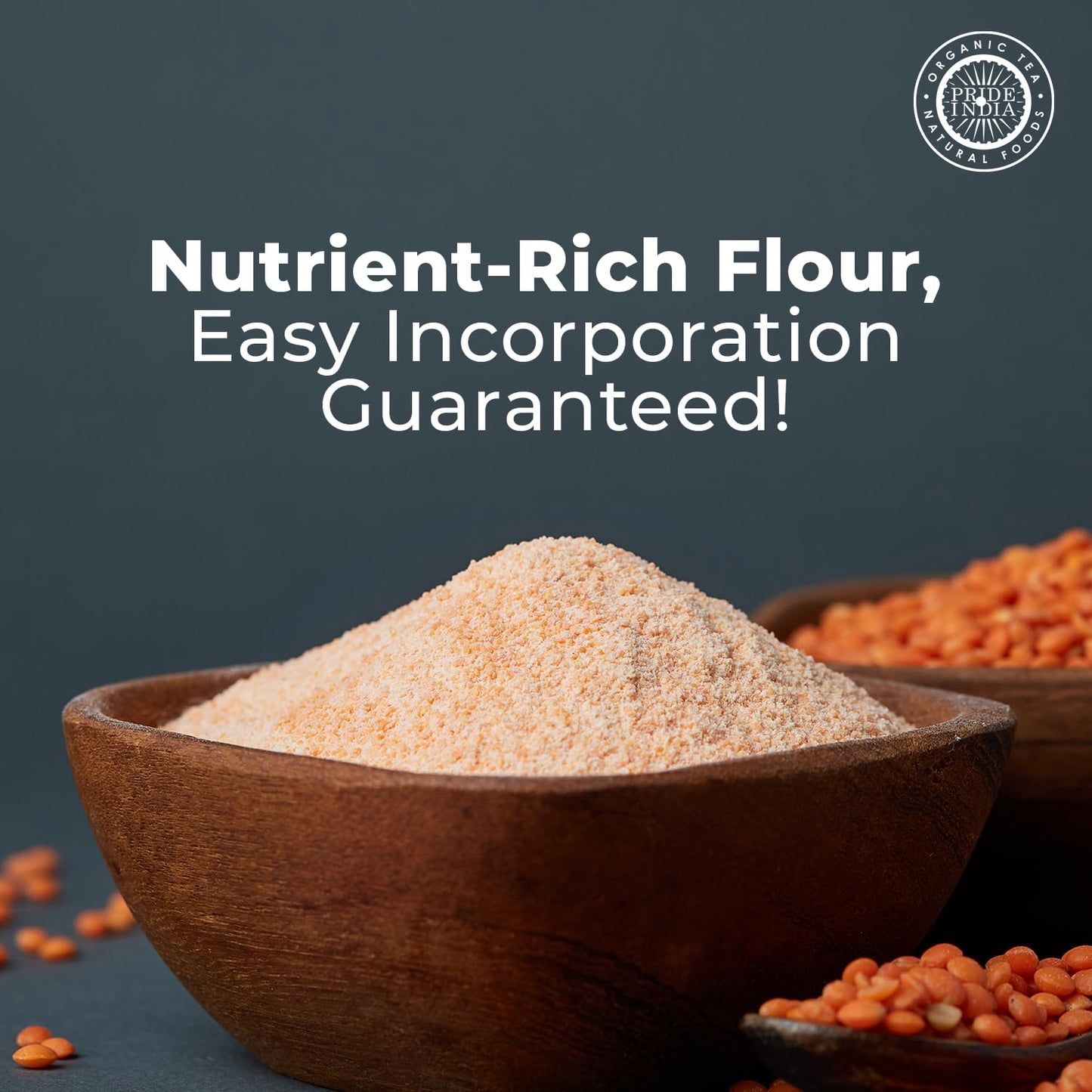 Pride of India- Red Lentil Flour 1 lbs (454 gm) Hint of Sweetness Slightly Nutty Earthy Flavor Freshly Milled in Small Batches |Ideal for Cakes Sauces Pasta Crepes Meatballs | Vegan, Gluten Free