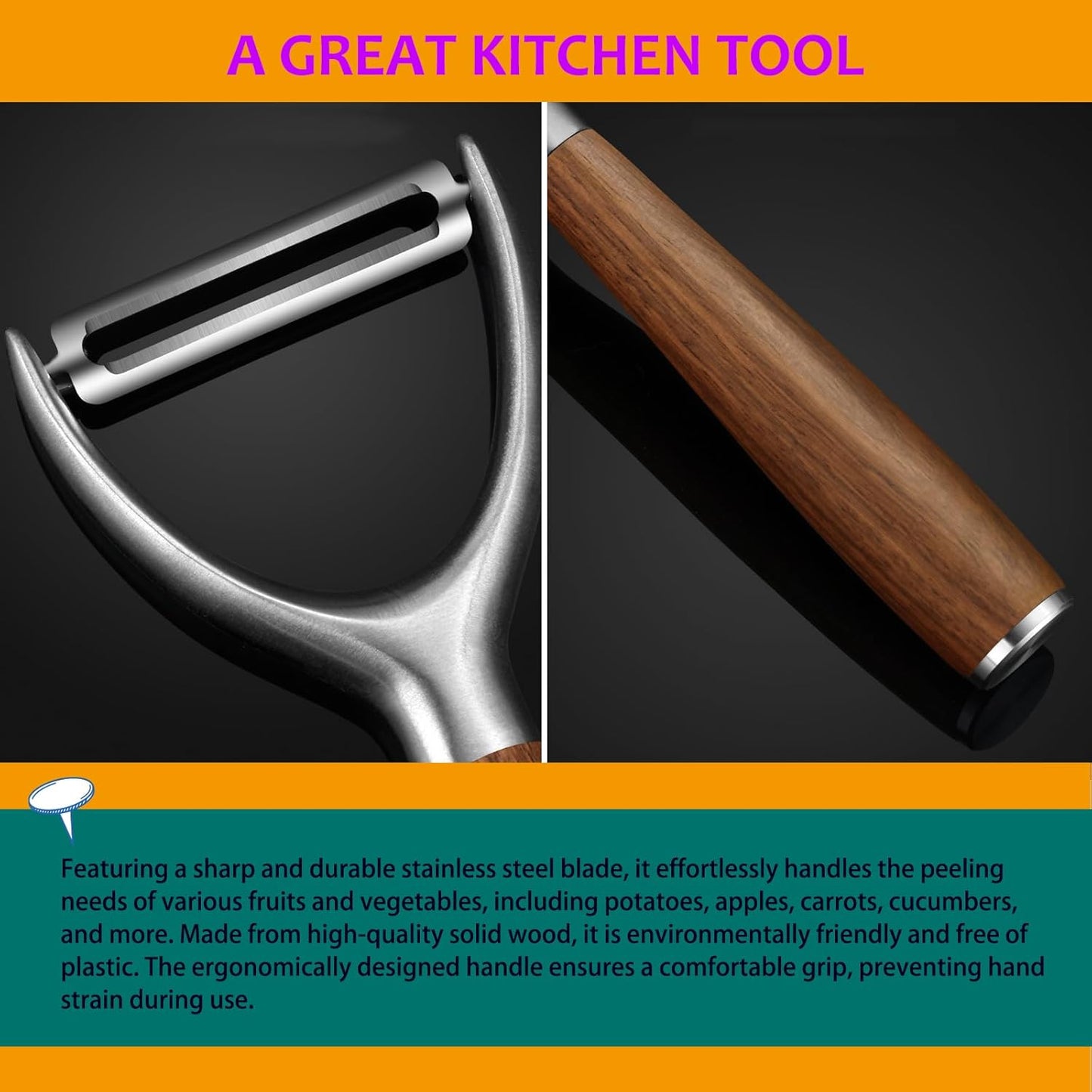 H&Zebrabro Heavy Duty Vegetable Peelers for Kitchen with 18/8 Stainless Sharp Blade Real Solid Handle, Y Shaped Potato Peeler, Fruit Veggie Peelers for Apple Carrot Cucumber Tomato, Kitchen Gadgets