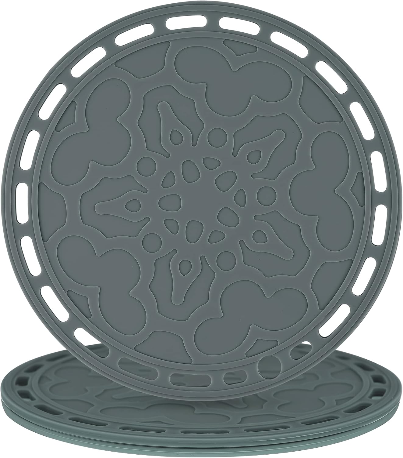 Smithcraft Silicone Trivets Mats Big Round Silicon Pad for Hot Dishes and Hot Pots, Hot Pads for Countertops, Tables, Pot Holders, Spoon Rest Place Mats Set of 3 Color Dark Grey