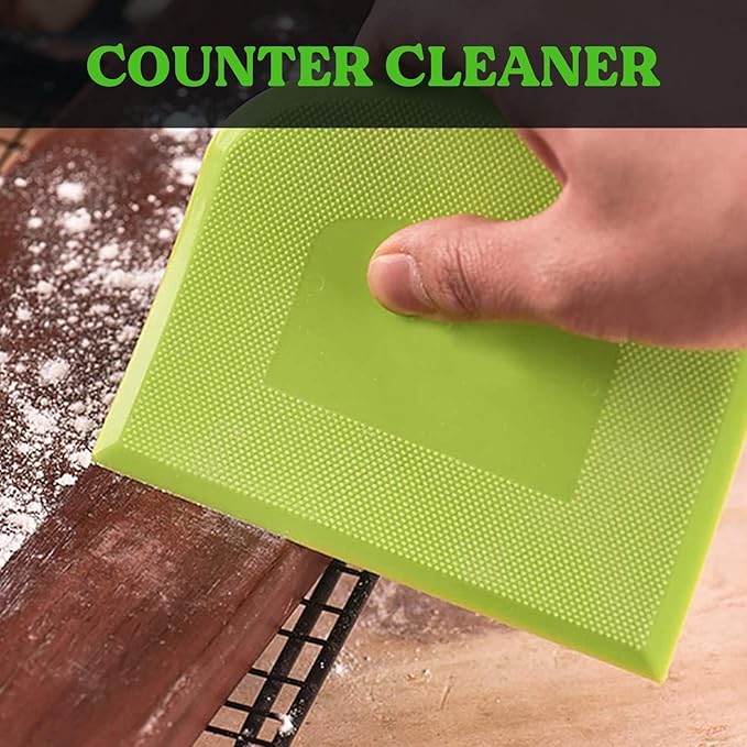 SURDOCA Dough Scraper Bench Scraper - 3P 11.8x7.3" Plastic Flexible Bowl Scraper, Sharp Edge & Angles Cake Scraper. Non-Slip Bakeware Decorating Tools Sculpting & Modeling Tools - Blue+Yellow+Green